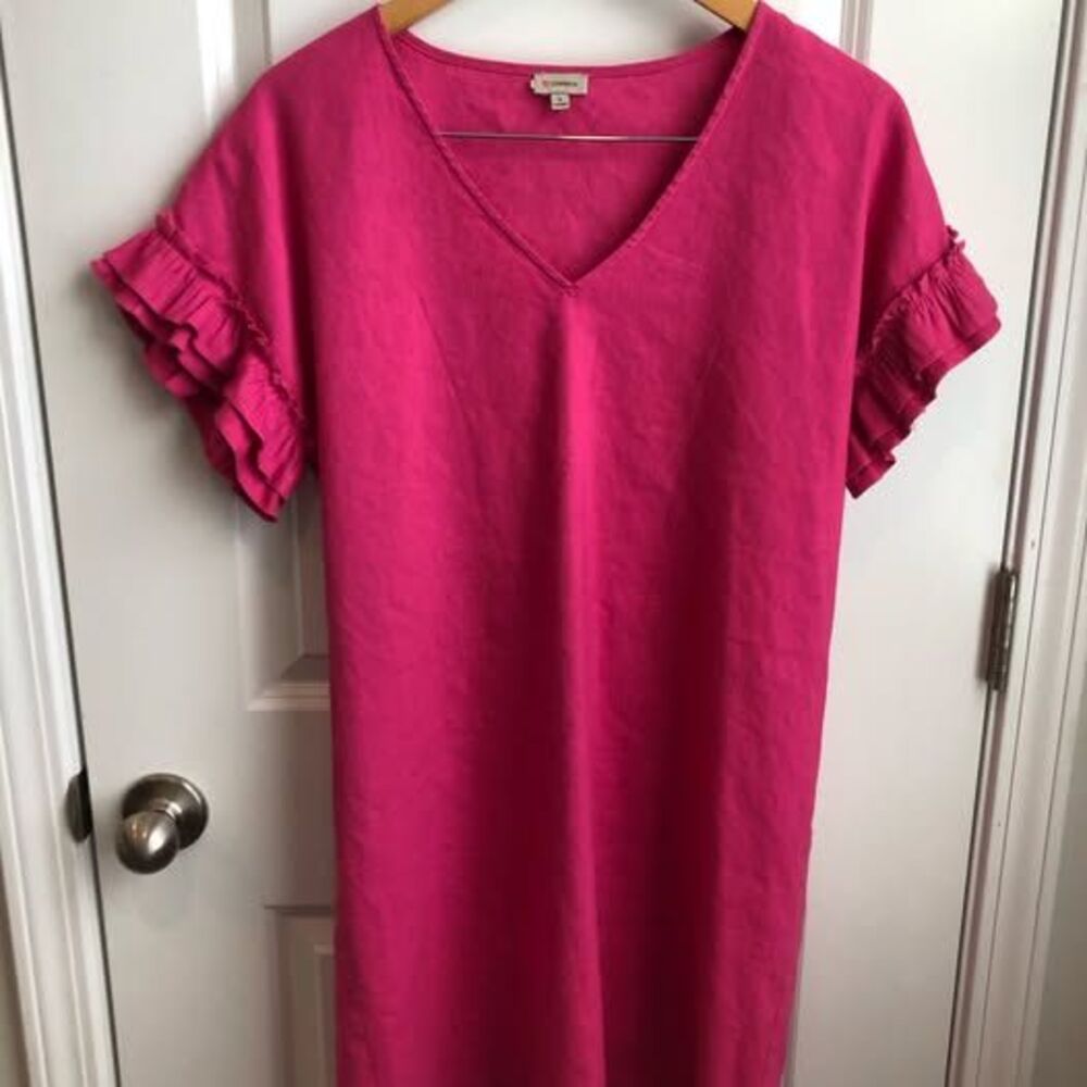 Cremieux pink ruffle dress Small